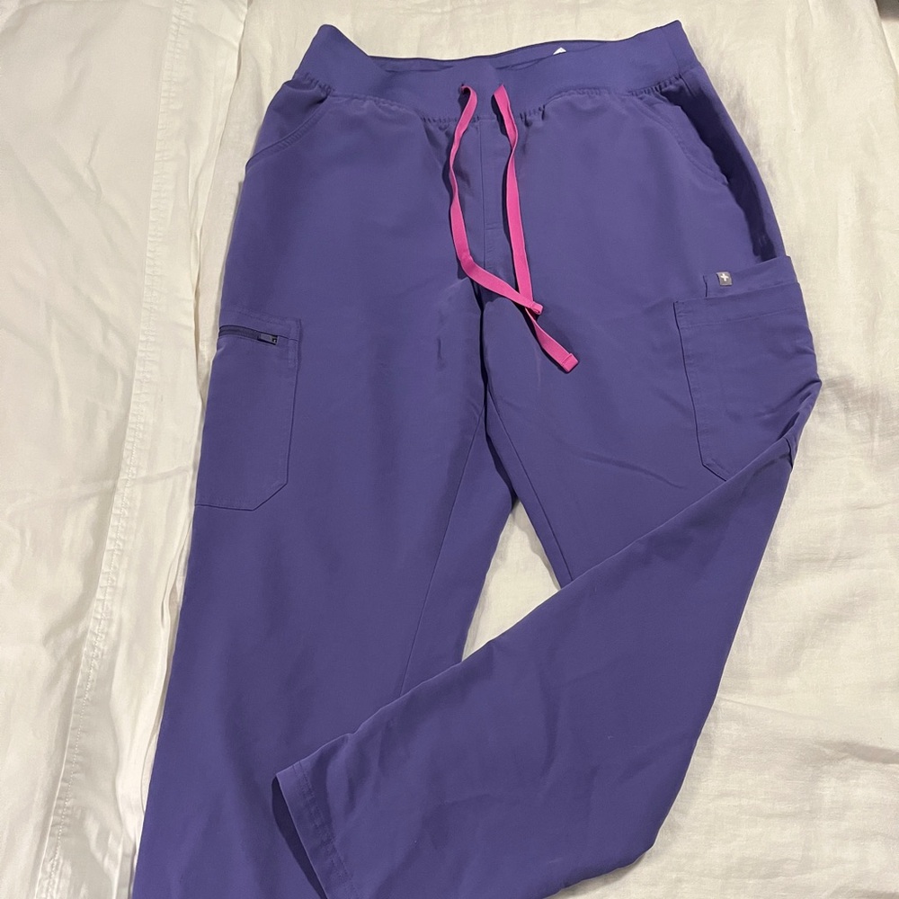 Figs high waisted yola scrubs in amethyst